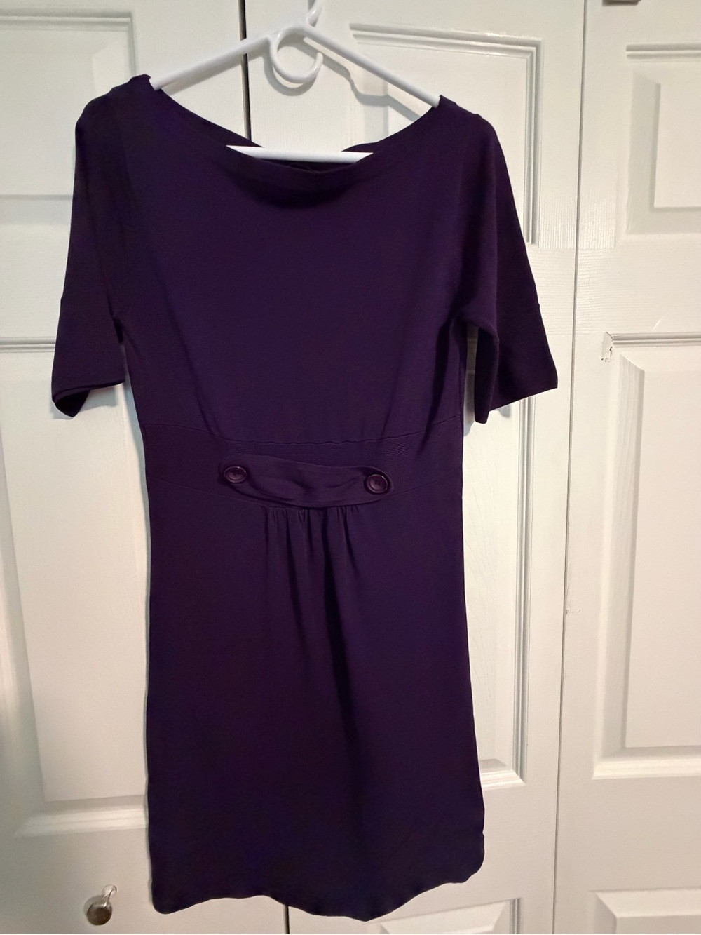 Studio F Deep Purple Short Sleeve Knit Shift Dress